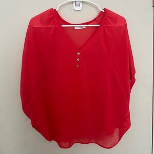 Poetry Red Boxy Short Sleeve Blouse
